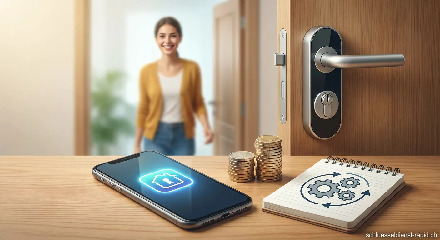 Smartphone öffnet digitales Türschloss per App