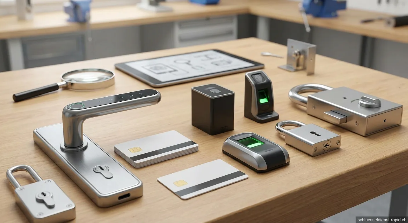 Sortiment von ASSA ABLOY Produkten inklusive Zylinder und Smart Locks