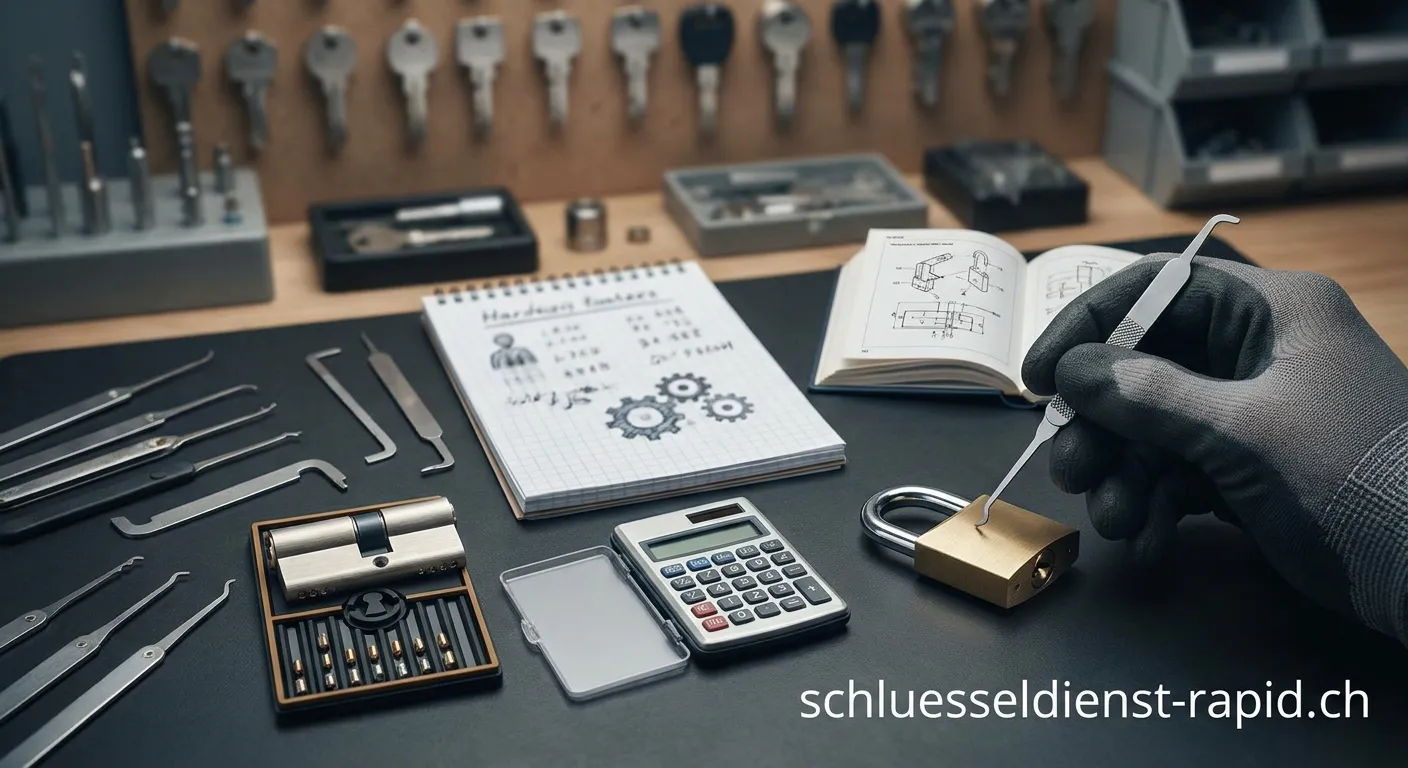 Schlüsseldienst führt einen professionellen Aufbruchversuch am Schloss durch