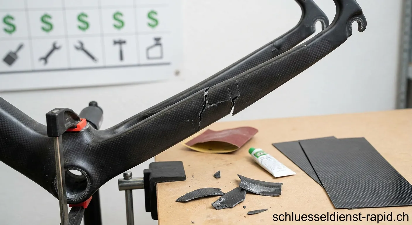 Handwerker begutachtet eine Beschädigung am Türrahmen