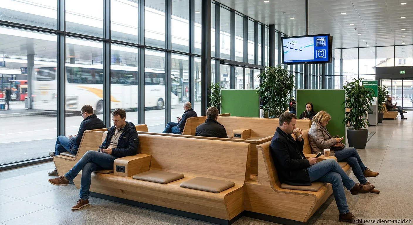 Moderner Busbahnhof Warteraum mit Sitzplätzen
