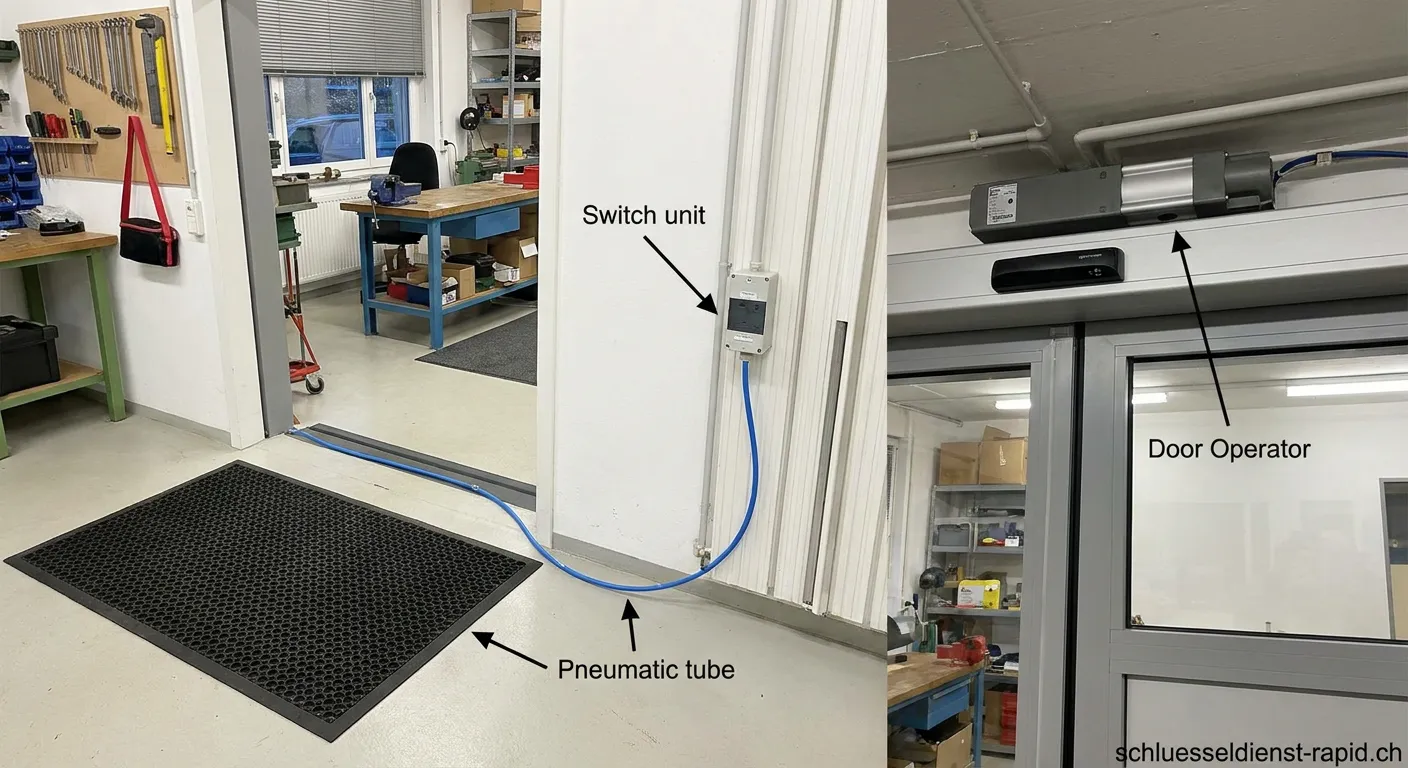 Druckwellenschalter für automatische Türen - Detailansicht