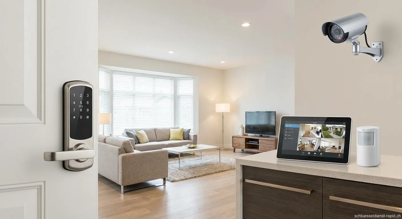 Digitale Tastatur für elektronische Zutrittskontrolle an einer modernen Haustür