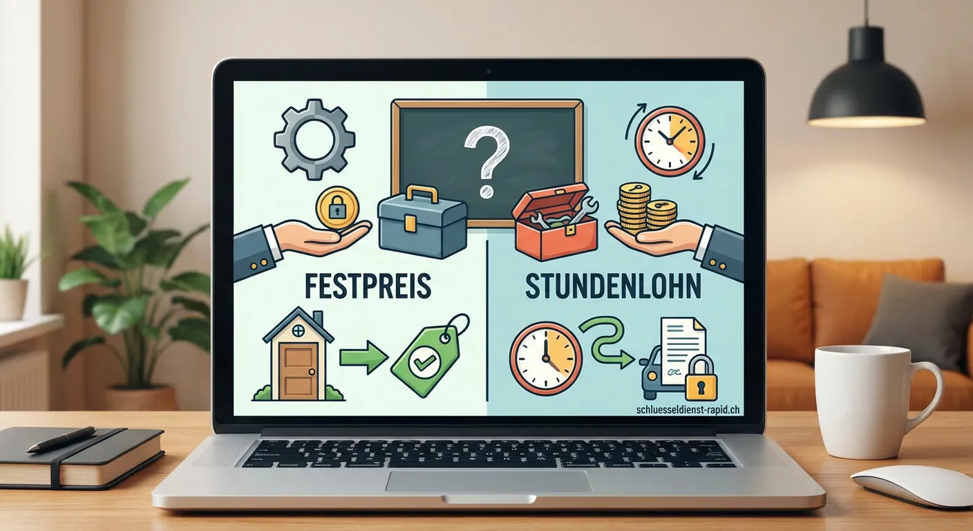 Waage symbolisiert Abwägung zwischen Festpreis und Stundenlohn