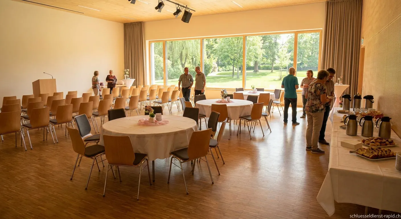 Großer heller Veranstaltungsraum in einem Gemeindezentrum