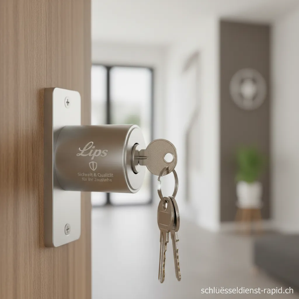 Hochwertiger Lips Zylinder in einer modernen Tür