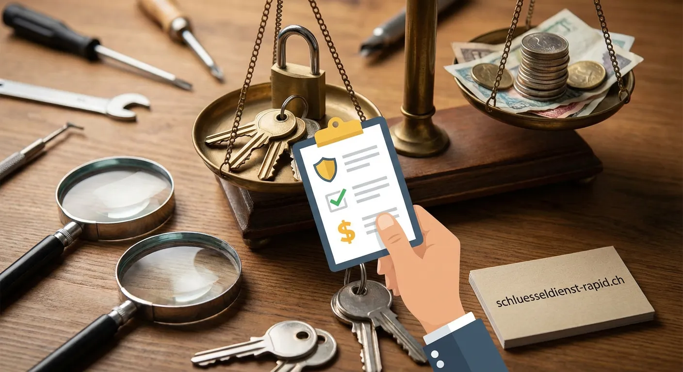 Kontrollierte Schlüssel mit Sicherheitskarte auf einem Arbeitstisch